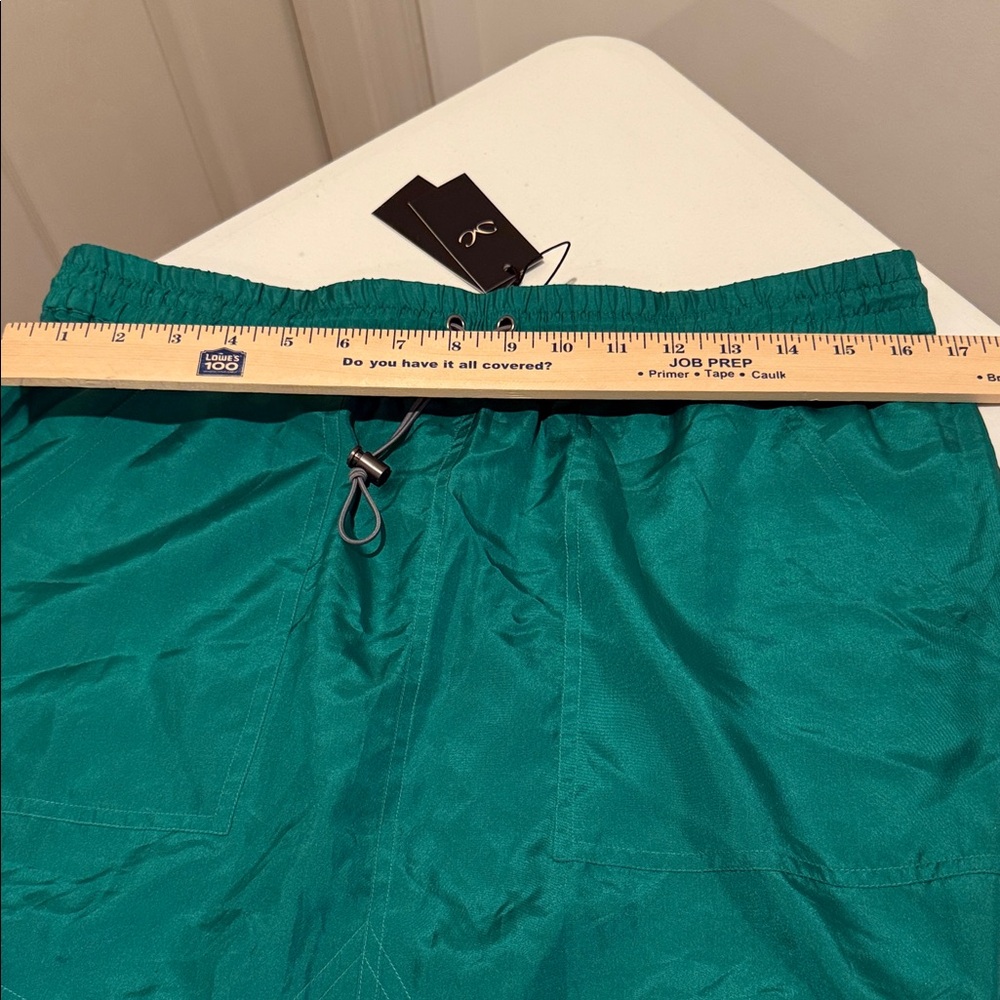 NWT MINI SKIRT Beach Summer Party Jungle Green 100% Silk drawstring Vacation Med - Picture 11 of 12